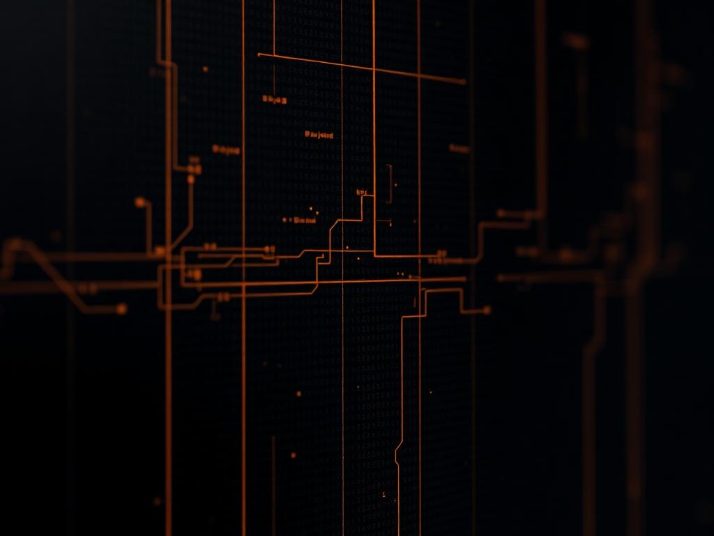 Abstract dark technology texture with faint amber lines